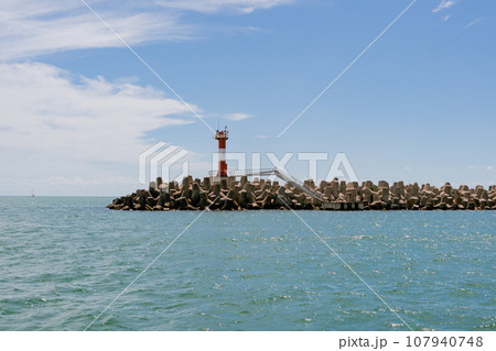 lighthouse or beacon near Sochi sea Port, Russia lighthouse or beacon near Sochi sea Port, Russia 107940748