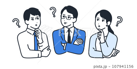 考える上司と部下のシンプルなベクターイラストセット素材 考える上司と部下のシンプルなベクターイラストセット素材 107941156
