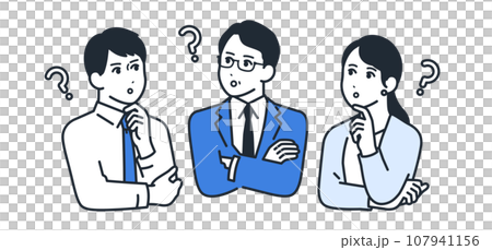 考える上司と部下のシンプルなベクターイラストセット素材 考える上司と部下のシンプルなベクターイラストセット素材 107941156