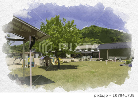 水彩画風 平福 佐用町立利神保育園 兵庫県佐用郡佐用町 水彩画風 平福 佐用町立利神保育園 兵庫県佐用郡佐用町 107941739
