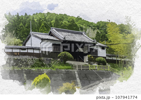 水彩画風　平福　平福陣屋門　兵庫県佐用郡佐用町 107941774