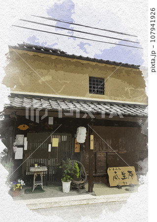 水彩画風 平福 平福の街並み 瓜生原 兵庫県佐用郡佐用町 水彩画風 平福 平福の街並み 瓜生原 兵庫県佐用郡佐用町 107941926