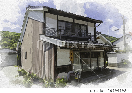 水彩画風 平福 平福の街並み 兵庫県佐用郡佐用町 水彩画風 平福 平福の街並み 兵庫県佐用郡佐用町 107941984