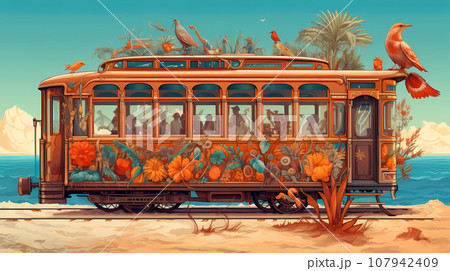 Illustration of beautiful view of Mallorca island, Spain Illustration of beautiful view of Mallorca island, Spain 107942409