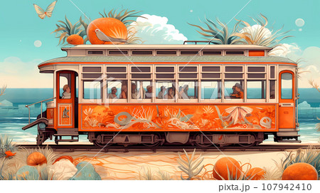 Illustration of beautiful view of Mallorca island, Spain 107942410