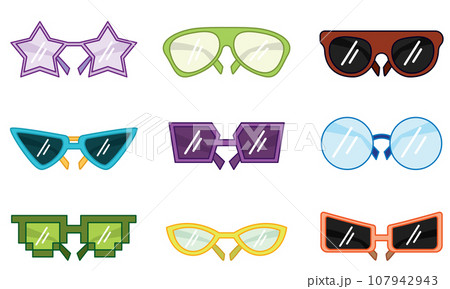 Set of colored trending eyeglasses icon Vector Set of colored trending eyeglasses icon Vector 107942943