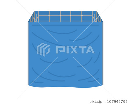 ブルーシートをかけた、新築現場のイラスト ブルーシートをかけた、新築現場のイラスト 107943795