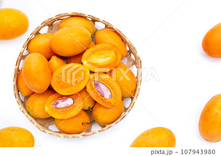 Marian plum fruit isolated on white background Marian plum fruit isolated on white background 107943980
