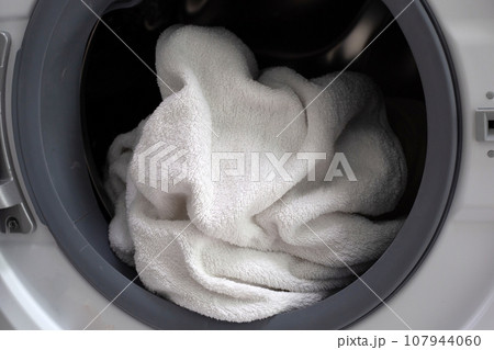 Used towel in washing machine Used towel in washing machine 107944060