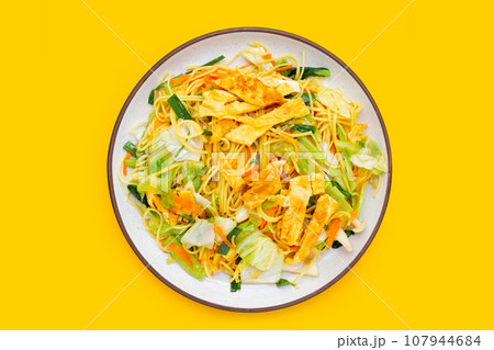 Chinese-styled fried noodle. Asian cuisine 107944684