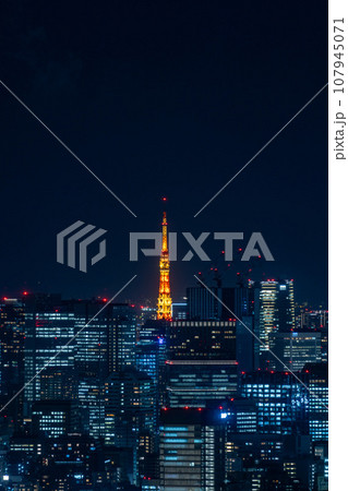 東京都心の夜景と東京タワー 東京都心の夜景と東京タワー 107945071
