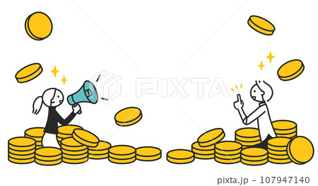 お得な情報を発信する男性と女性 107947140