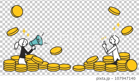 お得な情報を発信する男性と女性 107947140