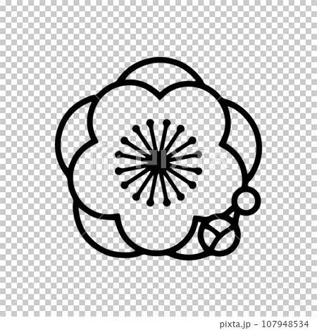 Plum auspicious pattern monochrome illustration Plum auspicious pattern monochrome illustration 107948534