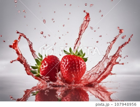 strawberry splashing into water 107948956