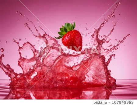 water splash in red apple 107948965