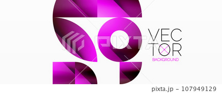 Vector background. Minimalist geometric backdrop adorned with circles and shapes. Abstract art inviting creativity for digital designs, presentations, website banners, social media posts Vector background. Minimalist geometric backdrop adorned with circles and shapes. Abstract art inviting creativity for digital designs, presentations, website banners, social media posts 107949129