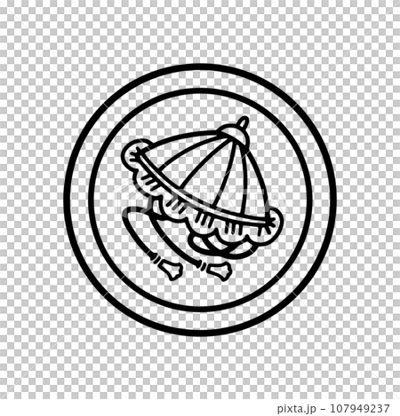 Hidden hat, auspicious pattern monochrome illustration 107949237