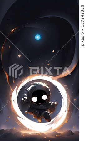 Black hole cartoon character design concept artwork illustration  Black hole cartoon character design concept artwork illustration  107949308