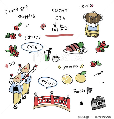 高知の手描きのアイコンセット 107949590