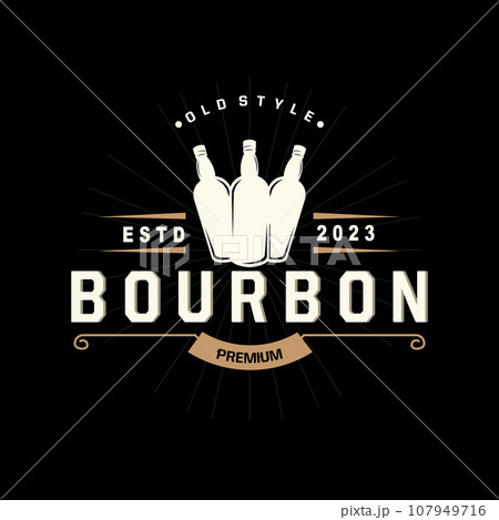 Whiskey Logo, Drink Label Design With Old Retro Vintage Ornament Illustration Premium Template 107949716