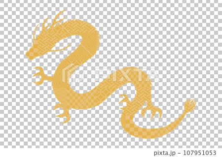 Japanese pattern silhouette illustration image of dragon, dragon, dragon Japanese pattern silhouette illustration image of dragon, dragon, dragon 107951053