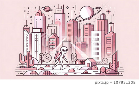 都市を探検する宇宙人(生成AI) 都市を探検する宇宙人(生成AI) 107951208