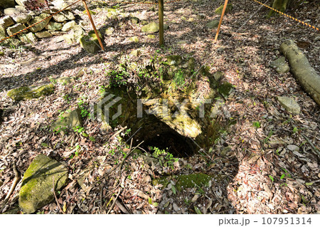 広島県三原市の晴天での続日本100名城「新高山城」曲輪と眺望 107951314