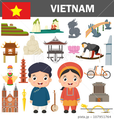 Set of Vietnam famous landmarks Set of Vietnam famous landmarks 107951764