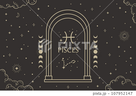 うお座の星座、暗い夜空の星座のイラスト 107952147