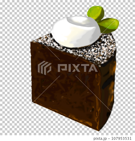 Rich gateau chocolate topped with fresh cream 107953531