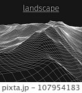 Wireframe landscape background. Abstract vector. 3d technology illustration. 107954183