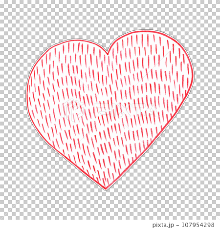 Red Heart Drawn by Colored Pencil. The Sign of World Heart Day. Symbol of Valentines Day. Heart Shape Isolated on White Background. Red Heart Drawn by Colored Pencil. The Sign of World Heart Day. Symbol of Valentines Day. Heart Shape Isolated on White Background. 107954298