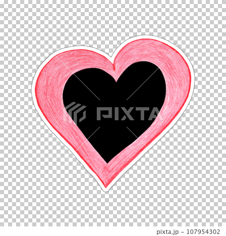 Red and Black Heart Drawn by Colored Pencil. The Sign of World Heart Day. Symbol of Valentines Day. Heart Shape Isolated on White Background. 107954302