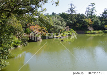 松江楽山公園の池の景色 107954429