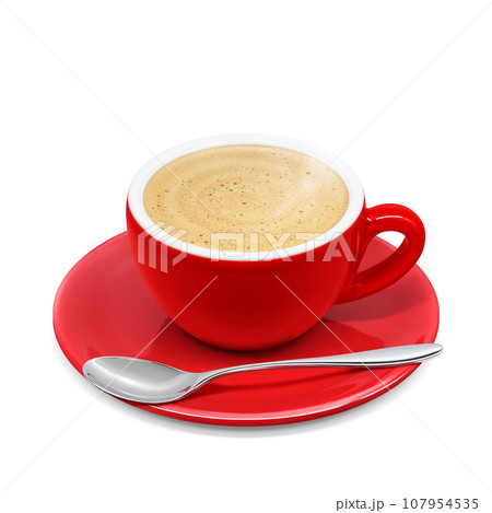 カフェオレ コーヒー 飲み物 イラスト リアル 107954535
