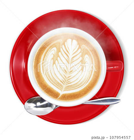 カフェオレ コーヒー 飲み物 イラスト リアル カフェオレ コーヒー 飲み物 イラスト リアル 107954557