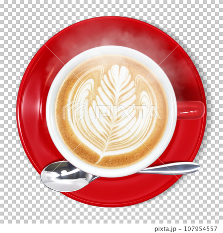 咖啡廳牛奶咖啡飲料插畫寫實 107954557