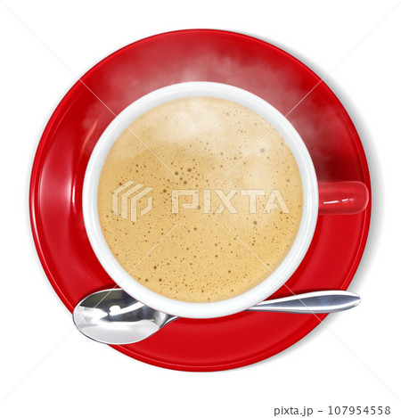 カフェオレ コーヒー 飲み物 イラスト リアル 107954558