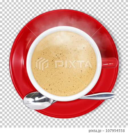 咖啡廳牛奶咖啡飲料插畫寫實 107954558