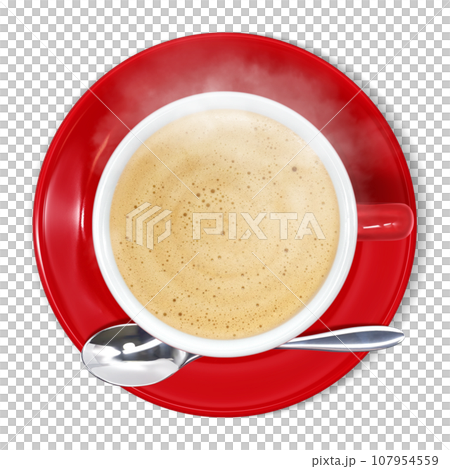咖啡廳牛奶咖啡飲料插畫寫實 107954559