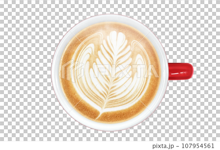 咖啡廳牛奶咖啡飲料插畫寫實 107954561