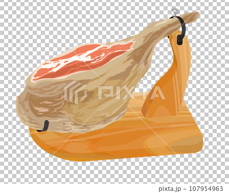 Spanish cuisine_vector illustration of raw ham log Spanish cuisine_vector illustration of raw ham log 107954963