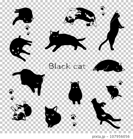 黒猫のシルエットイラスト素材 黒猫のシルエットイラスト素材 107956056
