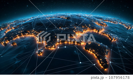 An intricate illustration depicting a global network connection. An intricate illustration depicting a global network connection. 107956178