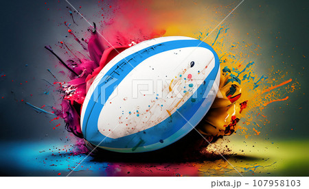 投げられた白いラグビーボール 107958103