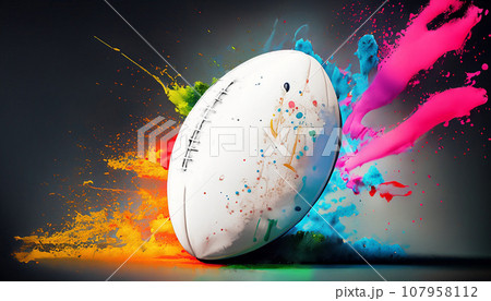 投げられた白いラグビーボール 107958112