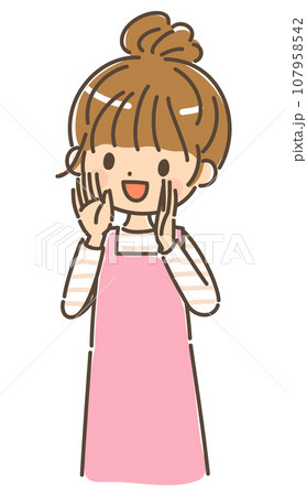 呼びかけをする若い女性 上半身 背景なし 呼びかけをする若い女性 上半身 背景なし 107958542