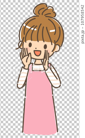 呼びかけをする若い女性 上半身 背景なし 呼びかけをする若い女性 上半身 背景なし 107958542