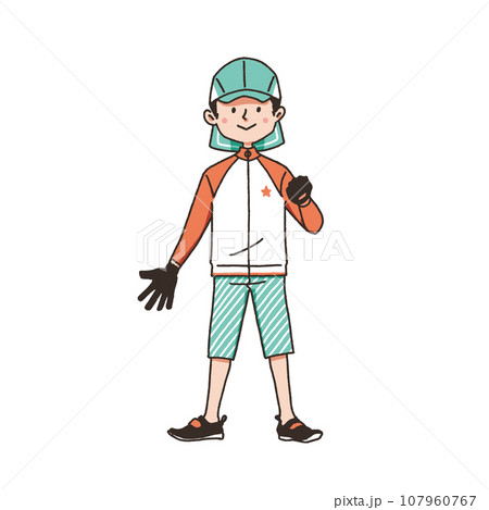 夏のこどもの磯遊び服装 107960767